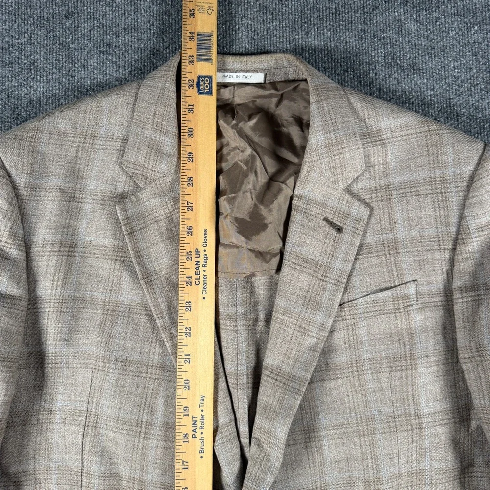 Armani Collezioni Glen Check Linen Blazer Jacket Size 46R Made In Italy